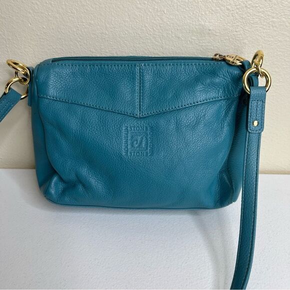 Stone Mountain Teal Leather Shoulder Strap Bag Studded Outer Wallet Pouch Purse - Picture 6 of 13